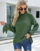 Loose Long Sleeves Solid Color High-Neck Sweater Tops