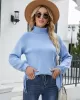 Loose Long Sleeves Solid Color High-Neck Sweater Tops