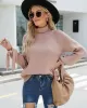 Loose Long Sleeves Solid Color High-Neck Sweater Tops