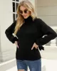 Loose Long Sleeves Solid Color High-Neck Sweater Tops