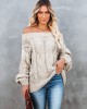 Vintage Long Sleeves Loose Solid Color Off-The-Shoulder Sweater Tops