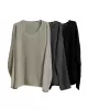 Solid Color Long Sleeves Loose V-Neck Sweater Tops Pullovers