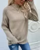 Stylish Long Sleeves Loose Solid Color High-Neck Sweater Tops