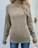 Stylish Long Sleeves Loose Solid Color High-Neck Sweater Tops