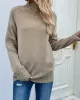 Stylish Long Sleeves Loose Solid Color High-Neck Sweater Tops