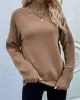 Stylish Long Sleeves Loose Solid Color High-Neck Sweater Tops