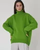 Casual Long Sleeves Loose Solid Color High-Neck Sweater Tops