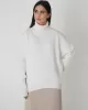 Casual Long Sleeves Loose Solid Color High-Neck Sweater Tops