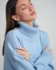 Casual Long Sleeves Loose Solid Color High-Neck Sweater Tops