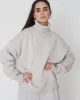 Casual Long Sleeves Loose Solid Color High-Neck Sweater Tops