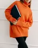 Casual Long Sleeves Loose Solid Color High-Neck Sweater Tops