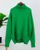 Casual Long Sleeves Loose Solid Color High-Neck Sweater Tops