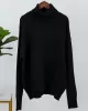 Casual Long Sleeves Loose Solid Color High-Neck Sweater Tops