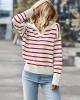 Casual Loose Striped Polo Sweater Top