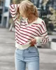 Casual Loose Striped Polo Sweater Top