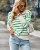 Casual Loose Striped Polo Sweater Top