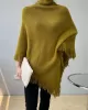 Casual Loose Tasseled Solid Color High-Neck Sweater Tops