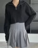 Simple Batwing Sleeves Long Sleeves Jacquard Solid Color Lapel Collar Sweater Tops