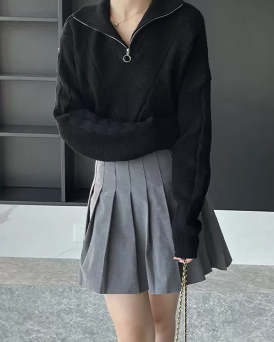 Simple Batwing Sleeves Long Sleeves Jacquard Solid Color Lapel Collar Sweater Tops