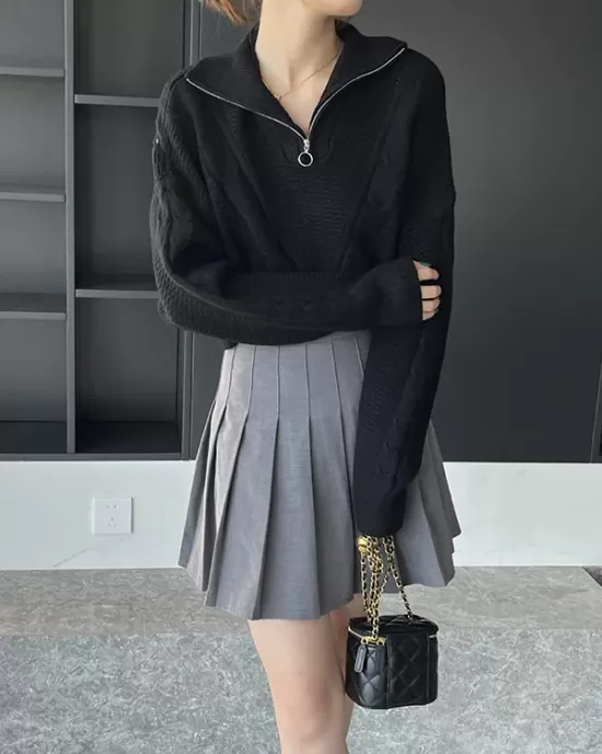 Simple Batwing Sleeves Long Sleeves Jacquard Solid Color Lapel Collar Sweater Tops