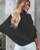 Loose Batwing Sleeves Twist Solid Color V-Neck Sweater Tops