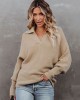 Long Sleeves Solid Color Lapel V-Neck Sweater Tops