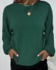 Knitted Twist Long Sleeves Solid Color Round-Neck Sweater Tops