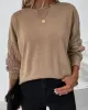 Knitted Twist Long Sleeves Solid Color Round-Neck Sweater Tops