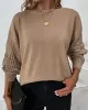 Knitted Twist Long Sleeves Solid Color Round-Neck Sweater Tops