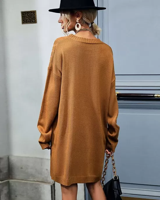 Casual Loose Solid Color Sweater Dress