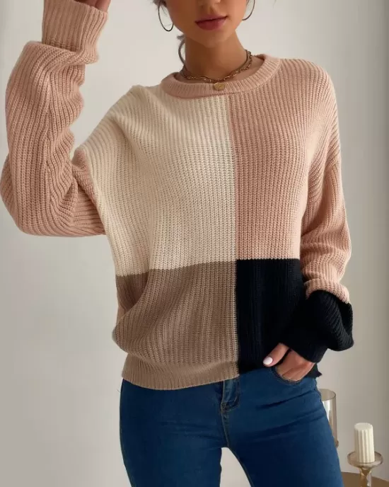 Casual Loose Patchwork Sweater Top