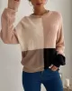 Casual Loose Patchwork Sweater Top