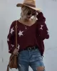 Casual Loose Patchwork V-Neck Sweater Top