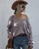 Casual Loose Patchwork V-Neck Sweater Top