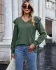 Casual Loose Solid Color V-Neck Shirts Top