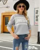 Casual Loose Letter Print Solid Color Round-Neck Sweater Tops