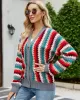 Casual Loose Patchwork V-Neck Sweater Top