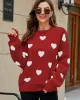 Casual Puff Sleeves Loose Heart Shape Sweater Top