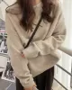 Simple Loose Long Sleeves Round-Neck Sweater Tops Pullovers