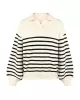 Casual Long Sleeves Loose Striped Lapel Collar Sweater Tops