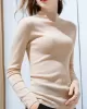 Simple Long Sleeves Skinny Keep Warm Solid Color High-Neck Pullovers