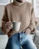 Casual Long Sleeves Solid Color High-Neck Sweater Tops