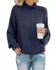 Casual Long Sleeves Solid Color High-Neck Sweater Tops