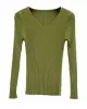 Casual Skinny Long Sleeves Solid Color V-Neck Pullovers