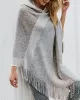 Casual Loose Striped Tasseled Hooded Cape