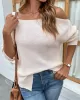 Long Sleeves Split-Side Solid Color Off-The-Shoulder Sweater Tops