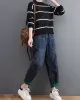 Casual Loose Long Sleeves Striped Round-Neck Sweater Tops