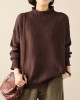 Casual Loose Long Sleeves Solid Color High-Neck Sweater Tops