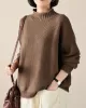 Casual Loose Long Sleeves Solid Color High-Neck Sweater Tops