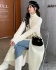 Stylish Long Sleeves Split-Front Solid Color High-Neck Sweater Tops